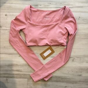 Active By Teal Pink Long Sleeve Crop Top